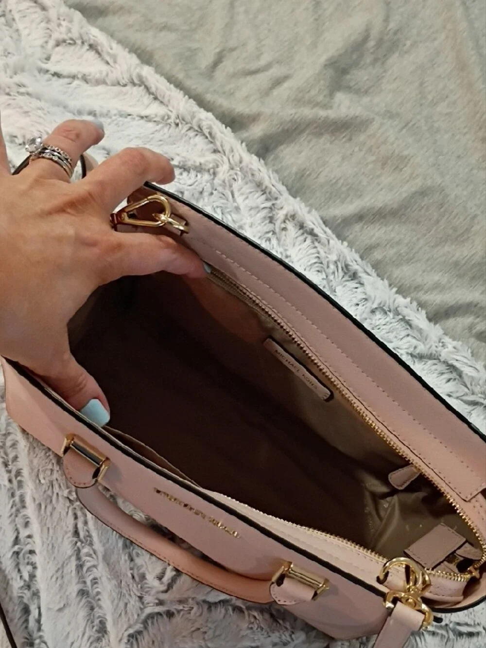 Michael Kors Pale Blush Leather Satchel with Gold Hardware